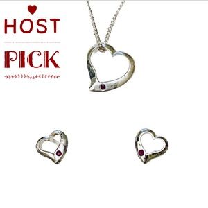 🎉AVON ruby heart sterling necklace & earring set